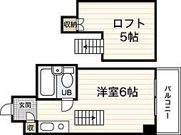 イースト白島 ワンルームの間取図画像