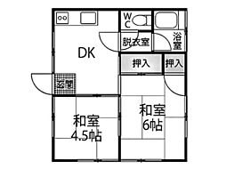旭アパート 2Kの間取図画像
