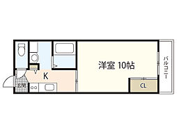プレリュード海田 1Kの間取図画像