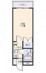 西原マンション 1Kの間取図画像