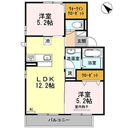 パーシモンズB 2LDKの間取図画像