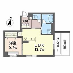 コンフォーザ 1LDKの間取図画像