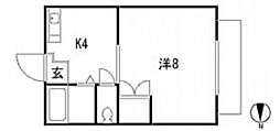 ハイツ矢賀新町2 1Kの間取図画像