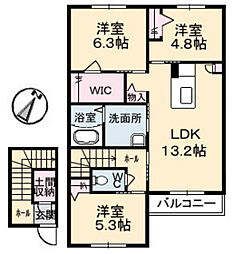 ファンコート堀越一番館 3LDKの間取図画像