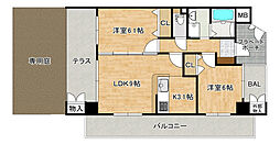 ニューキャッスルタキモト 2LDKの間取図画像