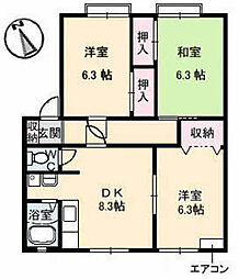サンビレッジ平野B 3DKの間取図画像