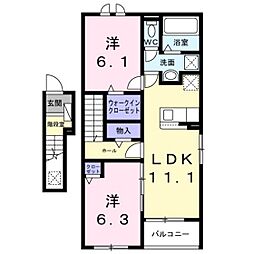 緑井3丁目アパート 2LDKの間取図画像