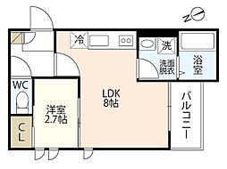 レガリストN.P中広 1LDKの間取図画像