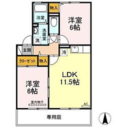 セジュール安芸 2LDKの間取図画像