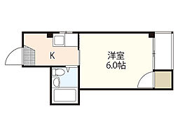 プレアール舟入 1Kの間取図画像