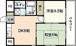 ウインディア海老園 2DKの間取図画像