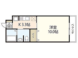 JRBハイツ矢野3番館 1Kの間取図画像