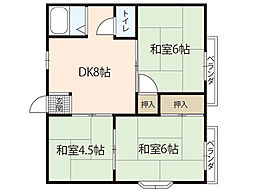 グランデュール土井 3DKの間取図画像