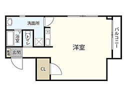 エスパース広電本社前 ワンルームの間取図画像