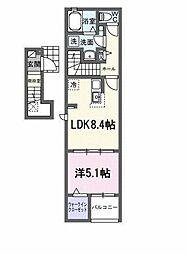 西条町御薗宇アパート A 1LDKの間取図画像