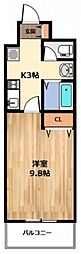 クレオコート 1Kの間取図画像
