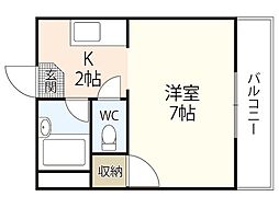 アスティーニ海田南 ワンルームの間取図画像