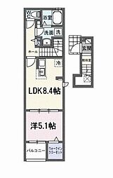 プラムガーデンB 1LDKの間取図画像