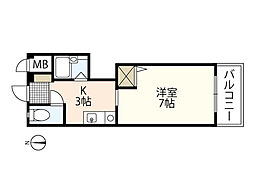 ドラゴーン品川 1Kの間取図画像