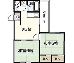 パルコパール1 2DKの間取図画像