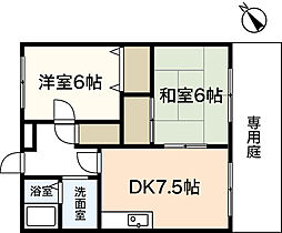 グリーンビレッジ山本B 2DKの間取図画像