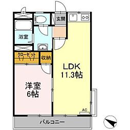 コーポ藤元 1LDKの間取図画像