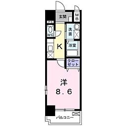 カーサ・フィオーレ中広通り 1Kの間取図画像