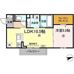 サニーサイド 1LDKの間取図画像