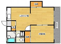 コーポ満田 3階1LDKの間取り