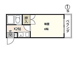 リーベ宇品1 3階1Kの間取り