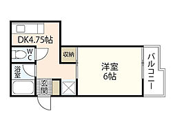 第1木本ビル 1DKの間取図画像
