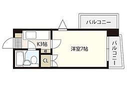 エステート小河内 4階1Kの間取り