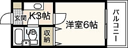 グリーンハイツ観音 1階1Kの間取り