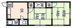 第2薮花荘 2DKの間取図画像