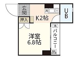 出汐Ｕビル 5階ワンルームの間取り
