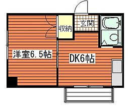 石本ビル 1Kの間取図画像