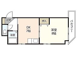 あずまビル 4階1DKの間取り