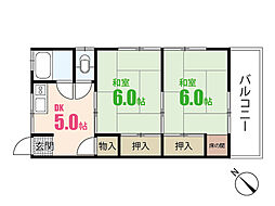 藤沢アパート 2階2DKの間取り