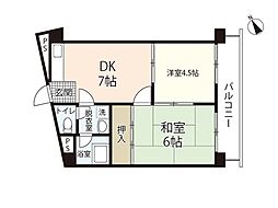 東宝ビル 2階2DKの間取り