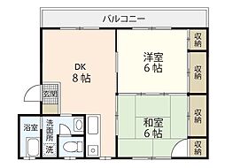 パークハイム翠町 1階2DKの間取り