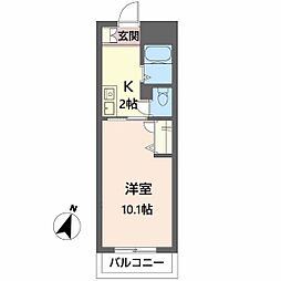 フロントビル千田 3階1Kの間取り