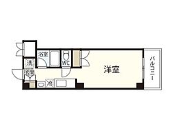 ゼフィルII 2階ワンルームの間取り
