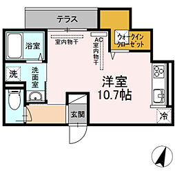 サンマルク　Ｅ 1階ワンルームの間取り