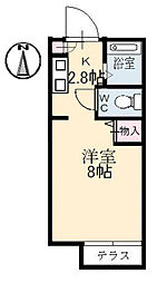 フローラル光南 2階ワンルームの間取り