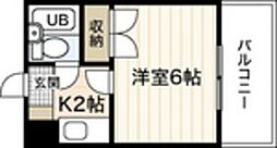 大芝グリーンコーポ 2階1Kの間取り