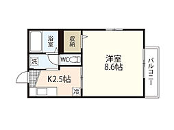 ドエルまさもとA 1階1Kの間取り