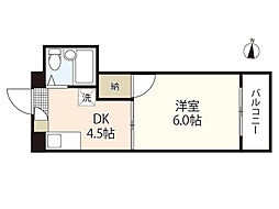 中高下ビル 4階1DKの間取り