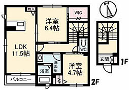 Ｓｕｎｎｙ　Ｃｏｕｒｔ 2階2LDKの間取り