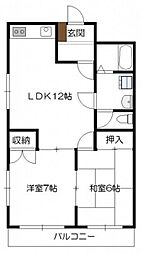 まつひらビル 3階2LDKの間取り