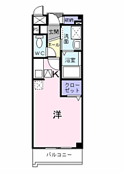 グラディオ屋代II 3階1Kの間取り